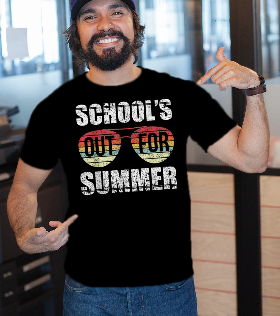 Retro Aviator Sunglasses School's Out For Summer Last Day Of School T-Shirt