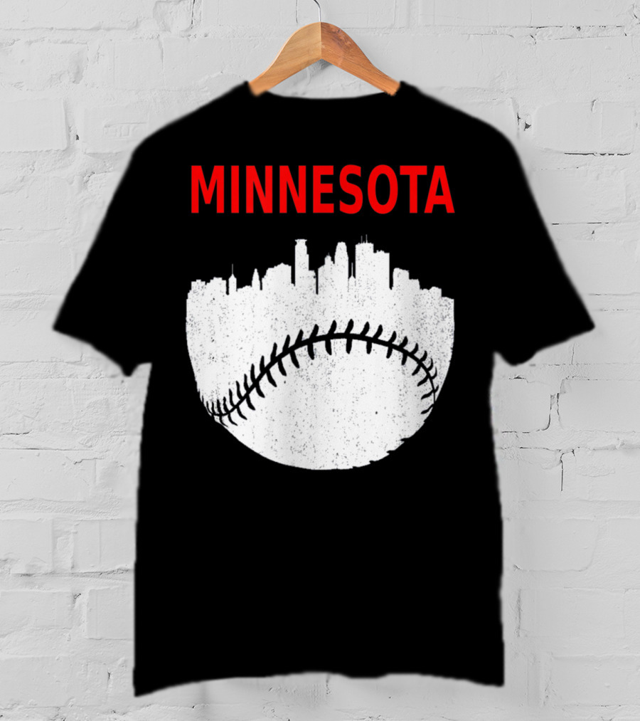 Minnesota Baseball Minneapolis Cityscape Retro Vin T-Shirt