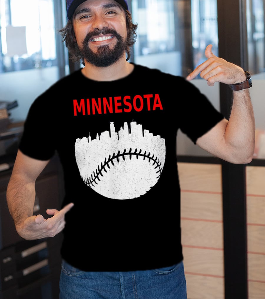 Minnesota Baseball Minneapolis Cityscape Retro Vin T-Shirt