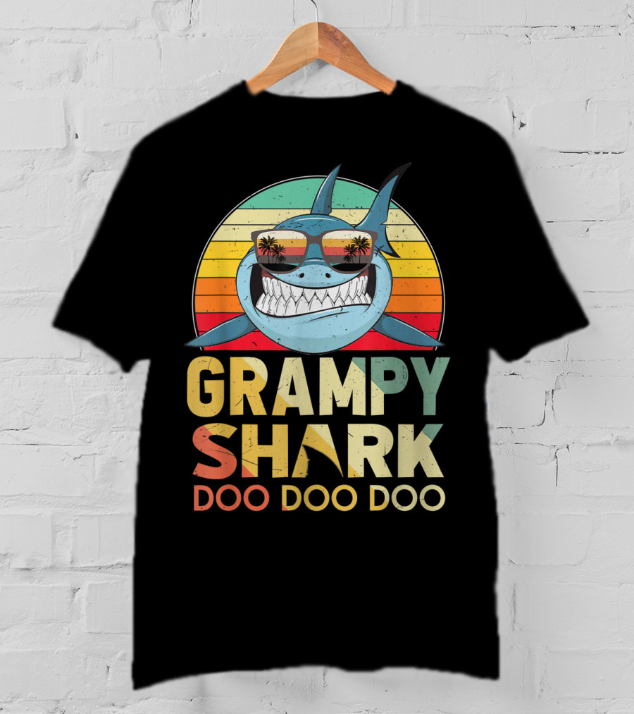 Grampy Shark Doo Doo Doo Retro Vintage T-Shirt
