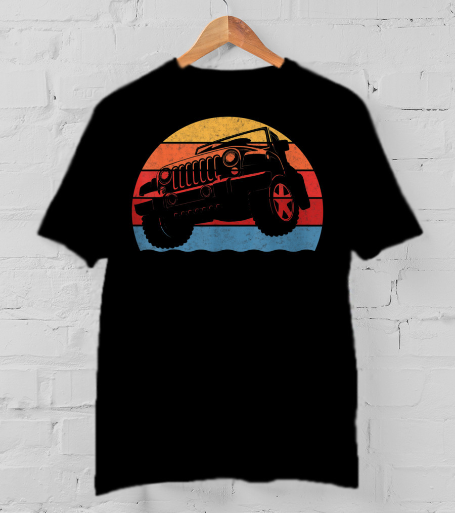 Retro Vintage Jeeps Great 4x4 70s Sunset Stripes T-Shirt