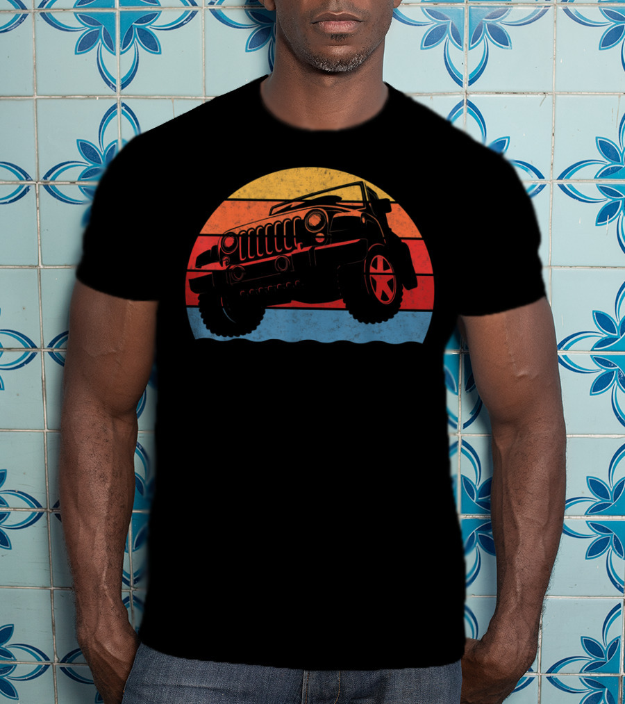 Retro Vintage Jeeps Great 4x4 70s Sunset Stripes T-Shirt