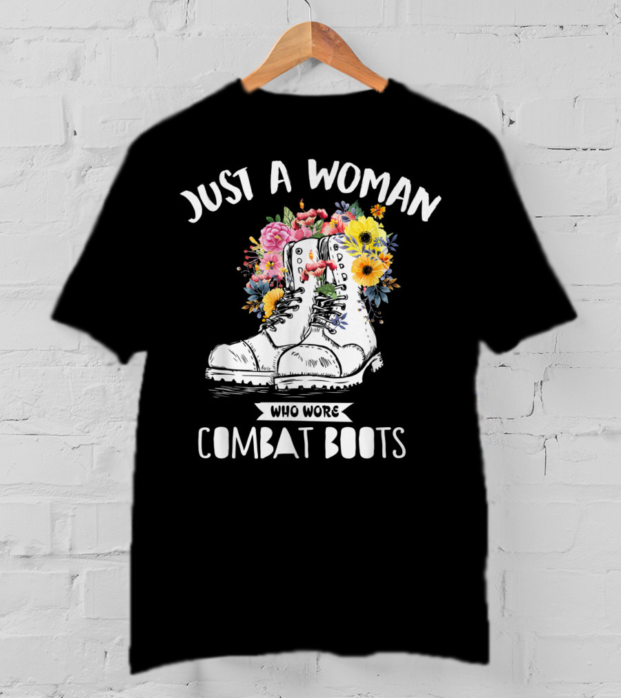 Just A Woman Who Wore Combat Boots Retro Vintage T-Shirt