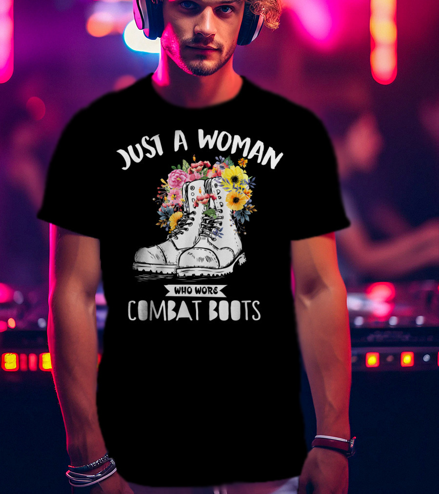 Just A Woman Who Wore Combat Boots Retro Vintage T-Shirt