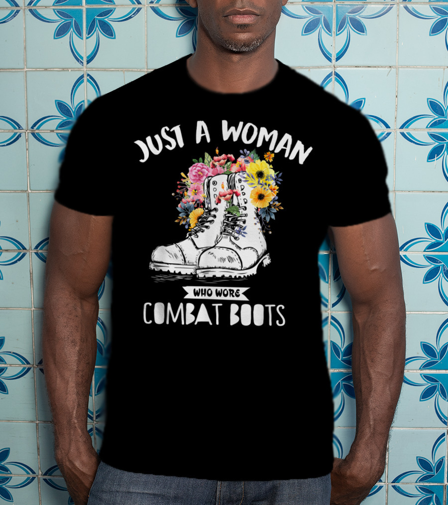 Just A Woman Who Wore Combat Boots Retro Vintage T-Shirt