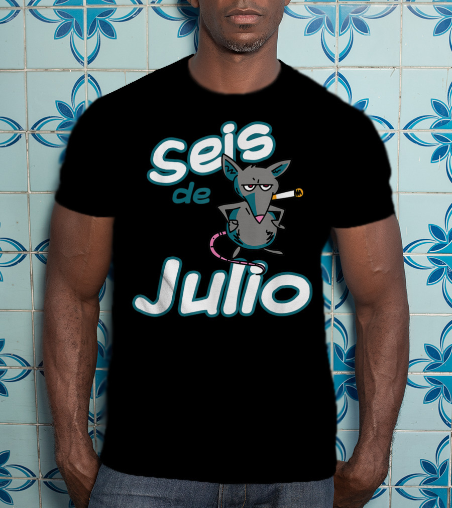 Seis De Julio Smoking Rat Character T-Shirt