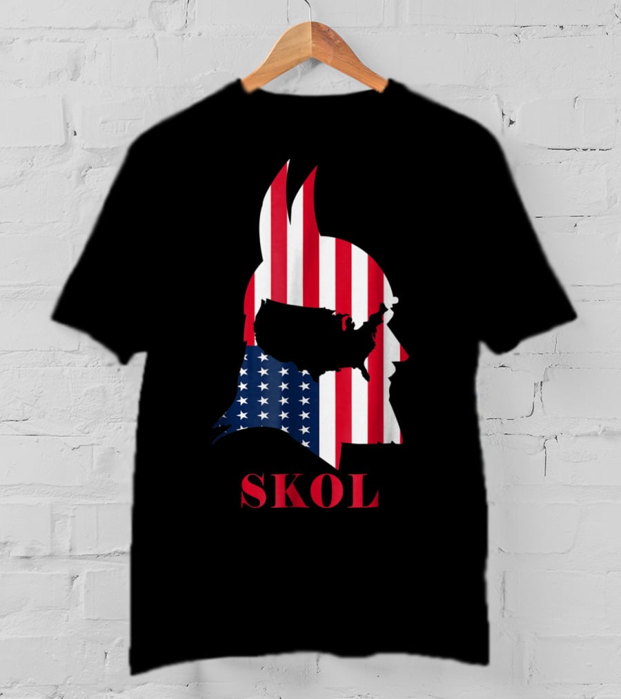 Skol Vikings Helmet USA Flag Minnesota T-Shirt