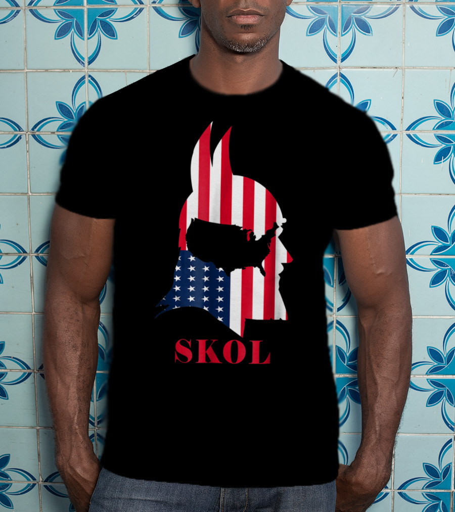 Skol Vikings Helmet USA Flag Minnesota T-Shirt