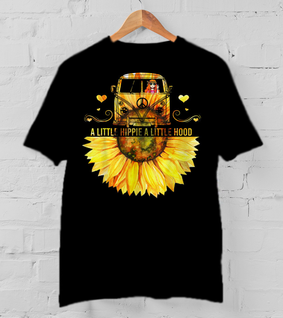 A Little Hippie A Little Hood Sunflower Bus Retro Vibes T-Shirt