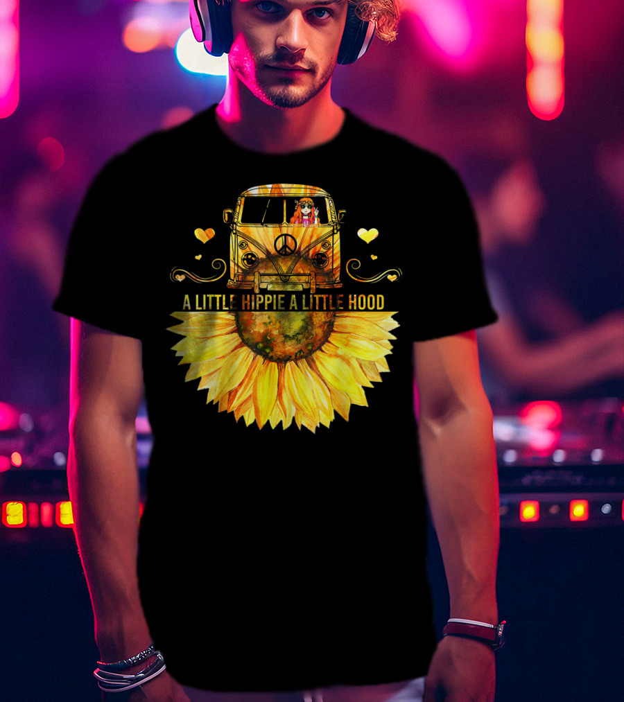 A Little Hippie A Little Hood Sunflower Bus Retro Vibes T-Shirt