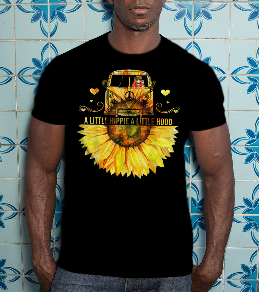 A Little Hippie A Little Hood Sunflower Bus Retro Vibes T-Shirt