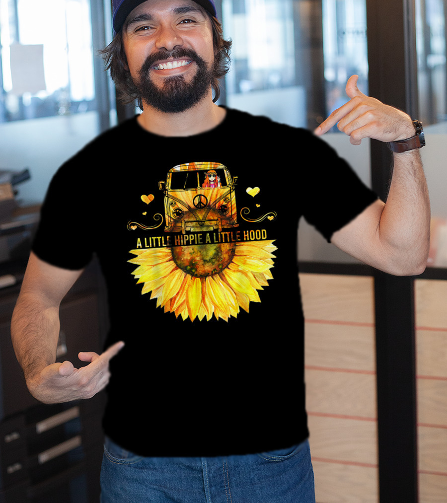 A Little Hippie A Little Hood Sunflower Bus Retro Vibes T-Shirt