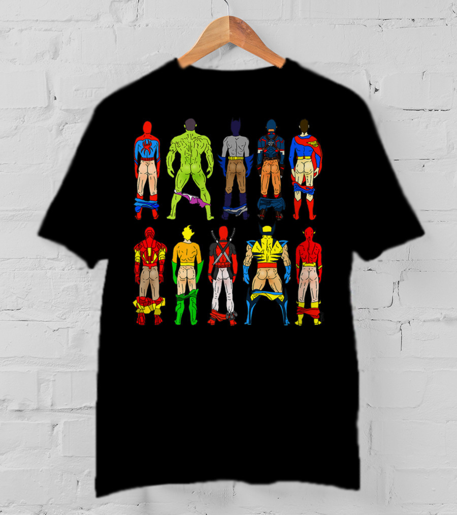 Superhero Butts Avengers DC Comics Parody Action Heroes 4 T-Shirt
