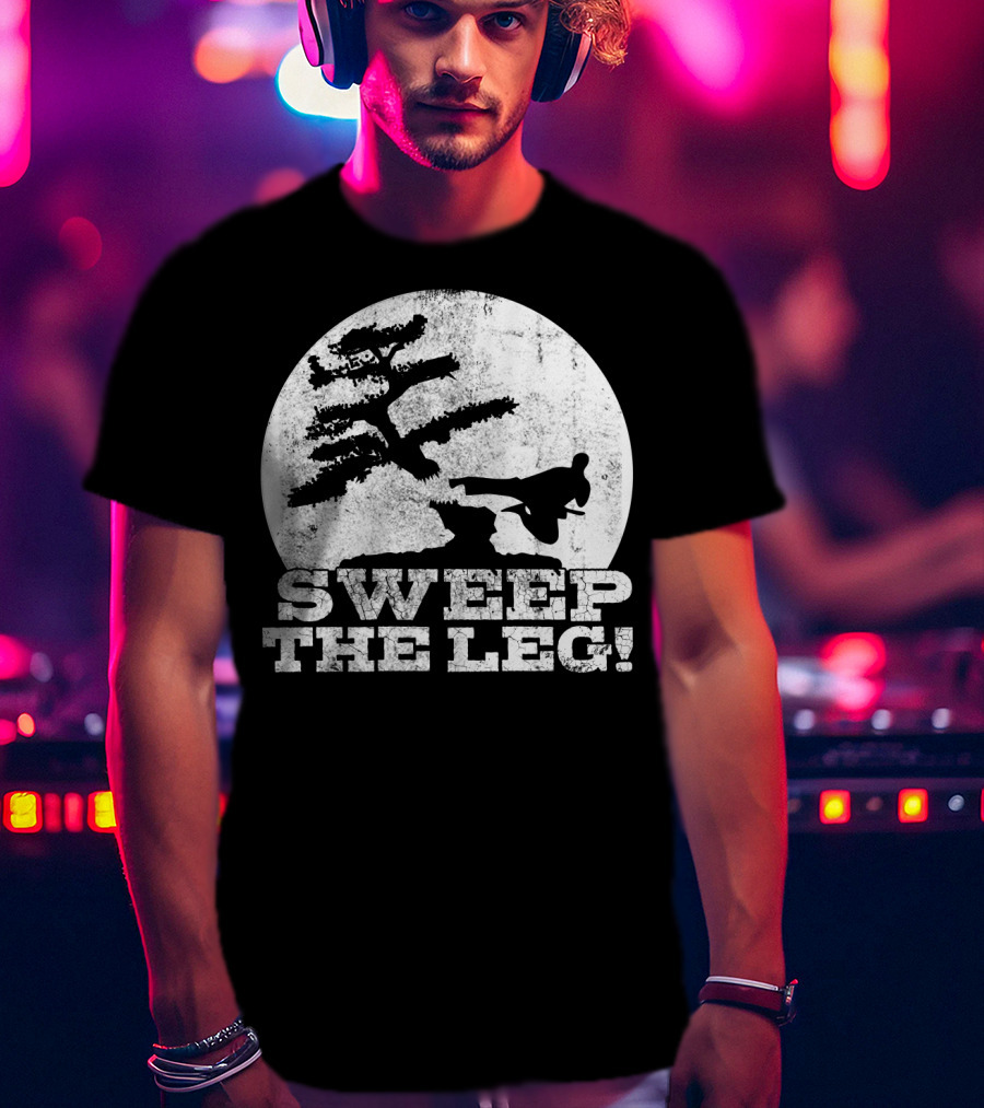 Sweep The Leg Karate Silhouette Bonsai Moon T-Shirt