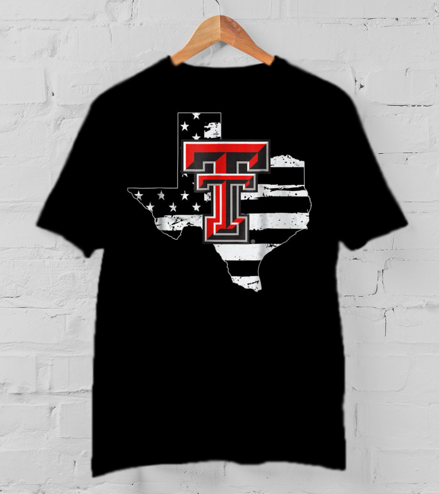 Texas Tech Red Raiders American Flag Texas Outline T-Shirt