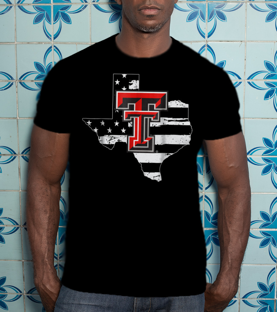 Texas Tech Red Raiders American Flag Texas Outline T-Shirt