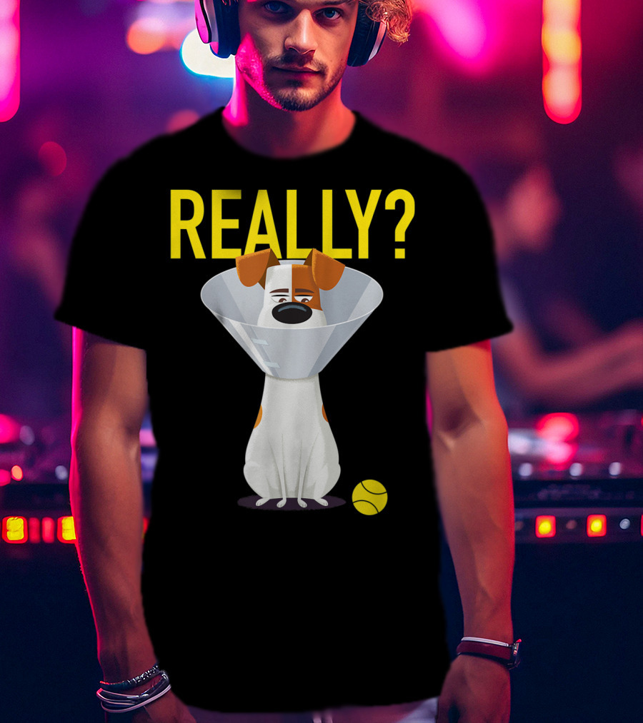 The Secret Life Of Pets 2 Max Really? Ball Cone Collar T-Shirt