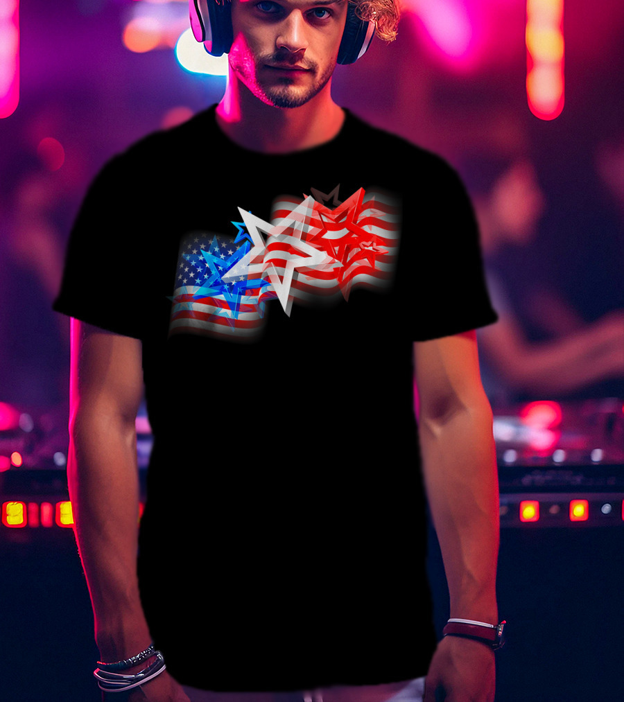 US Flag Patriotic American Stars And Stripes Iconic T-Shirt