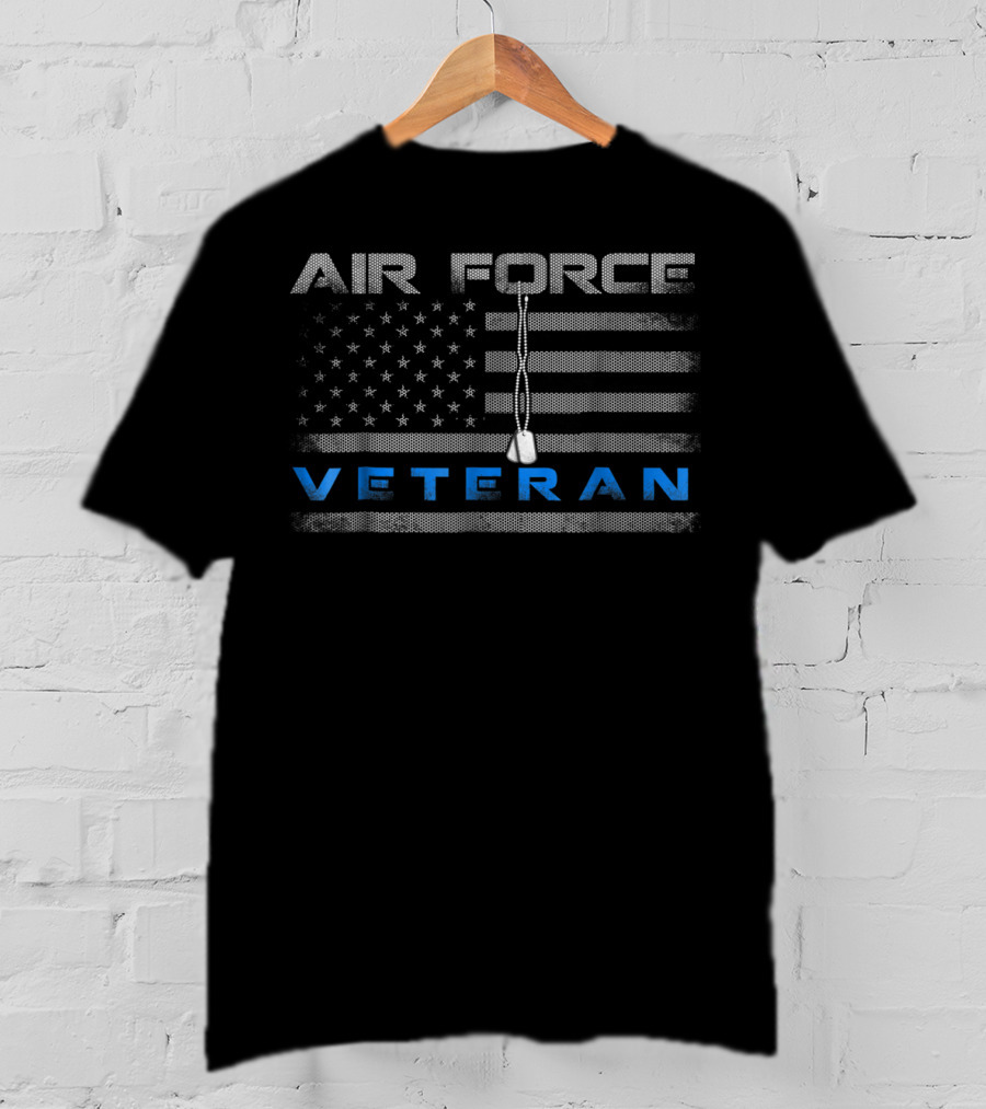 Air Force American Flag Veteran Dog Tags T-Shirt