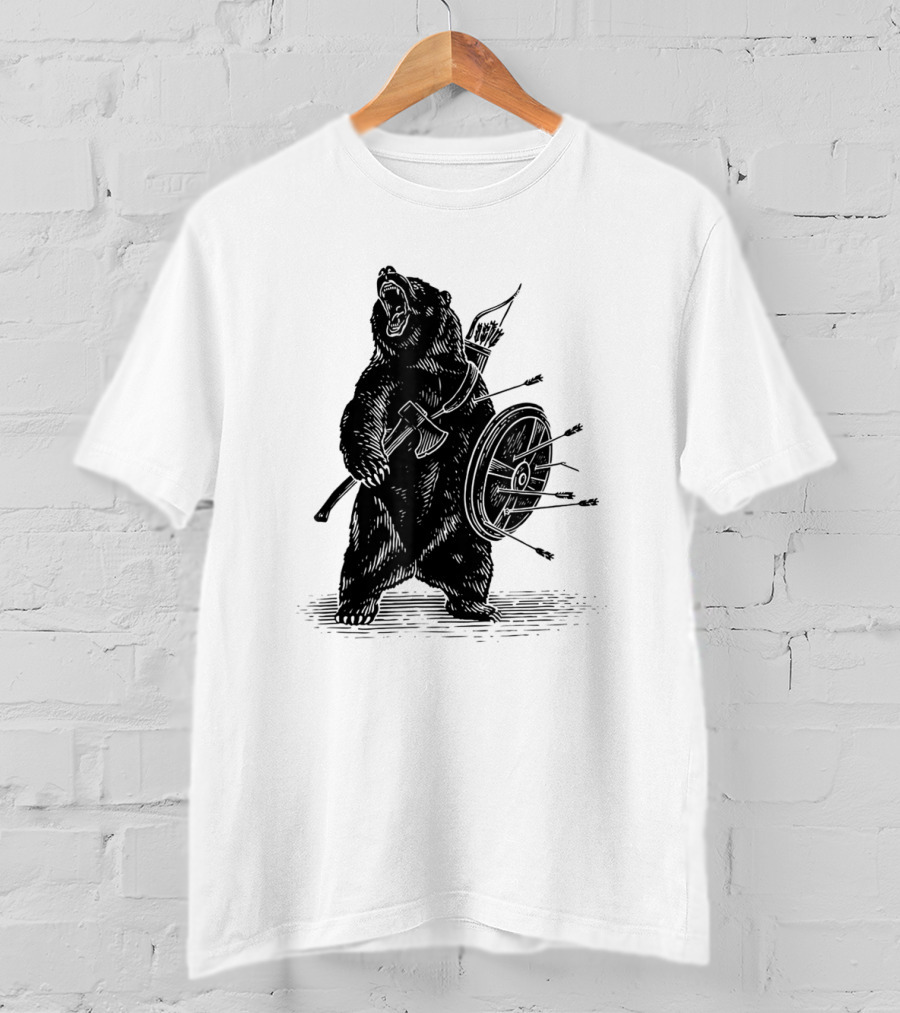 Viking Bear Warrior Polar Bear With Axe And Shield T-Shirt