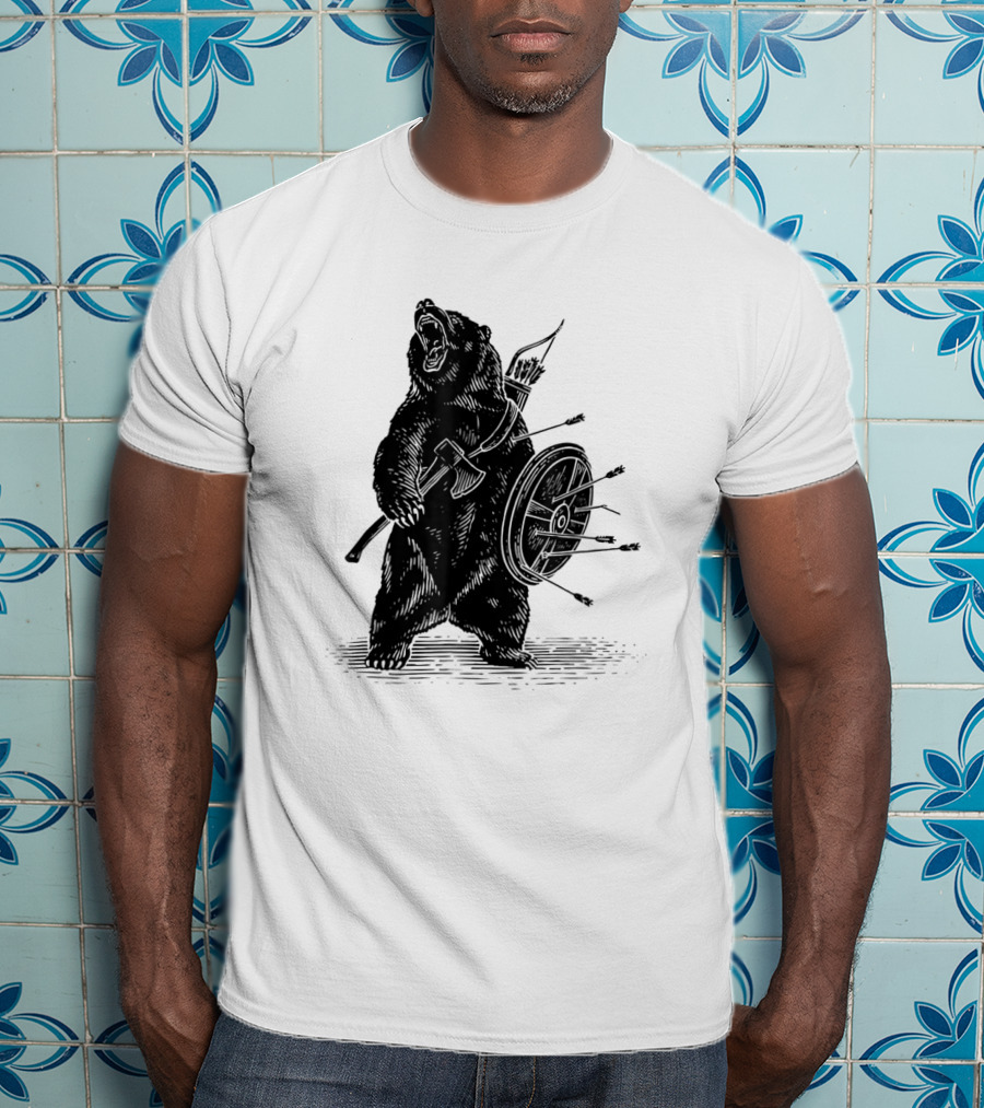 Viking Bear Warrior Polar Bear With Axe And Shield T-Shirt