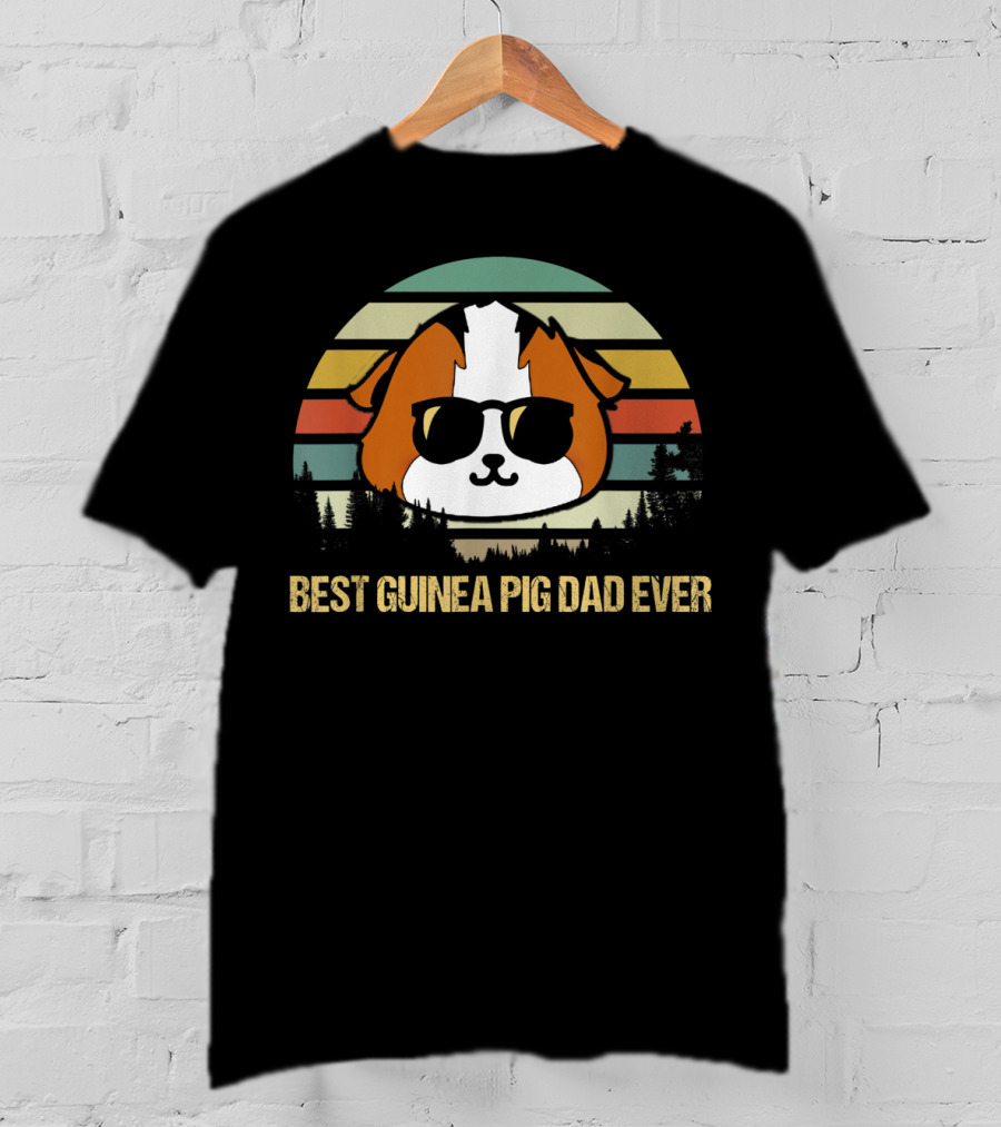 Best Guinea Pig Dad Ever Vintage Sunglasses Forest T-Shirt