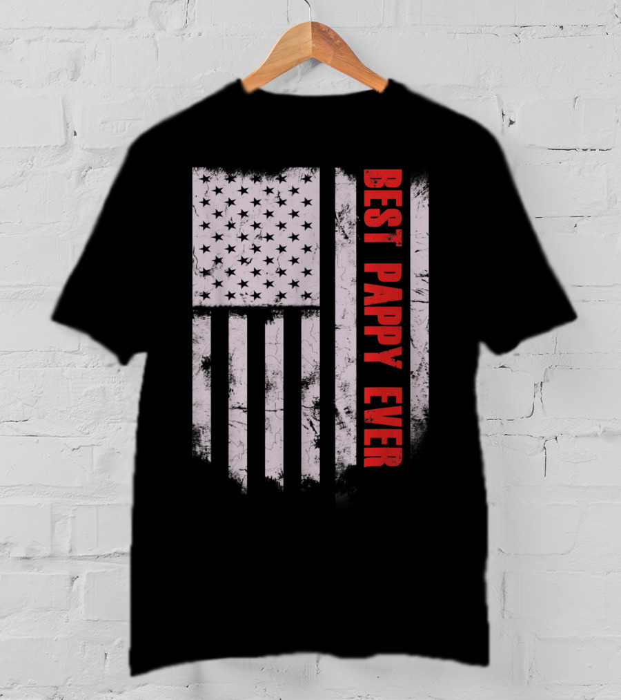 Best Pappy Ever Vintage American Flag T-Shirt