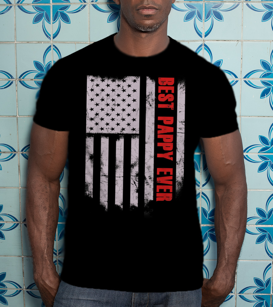 Best Pappy Ever Vintage American Flag T-Shirt