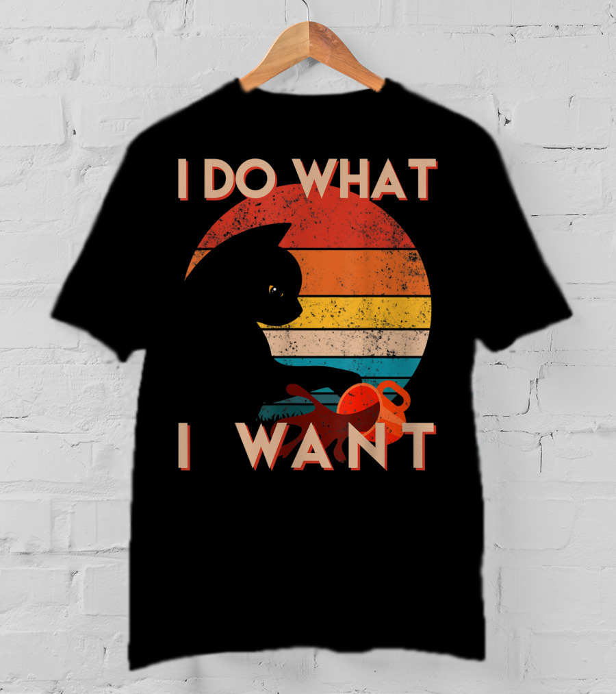 Vintage Cat I Do What I Want Retro Sunset Style Art Cat T-Shirt