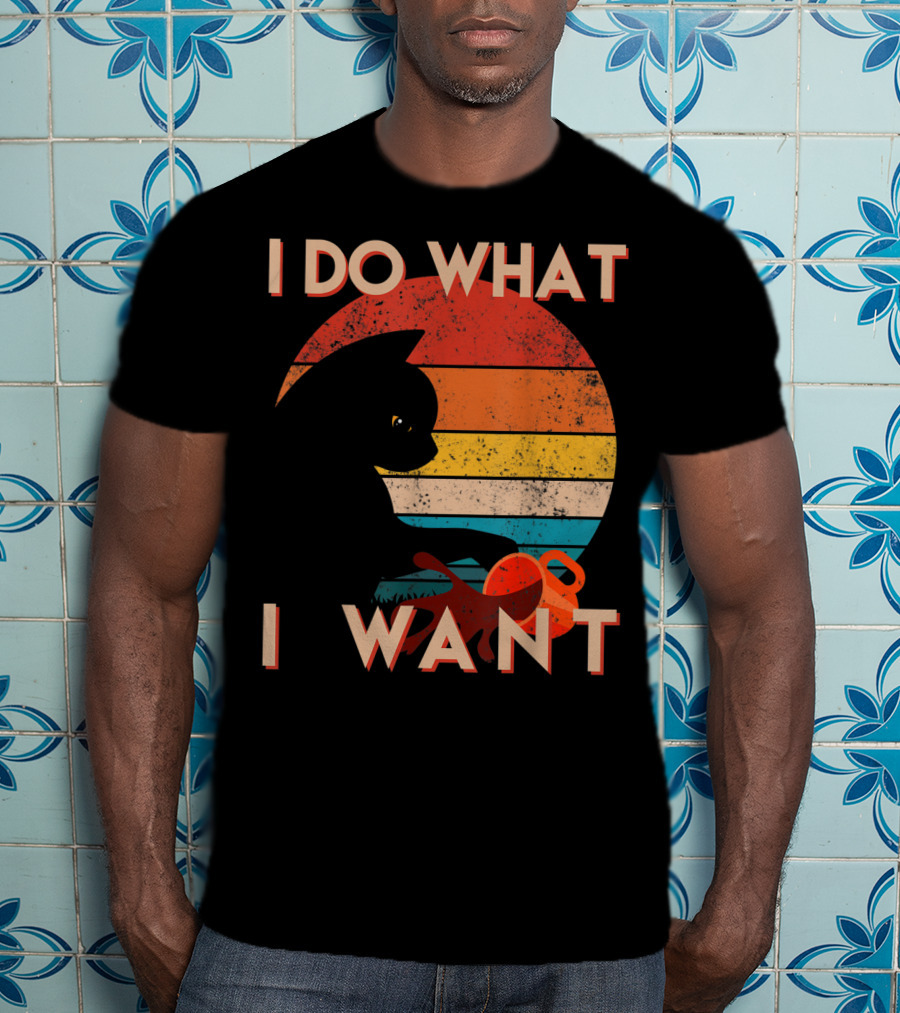 Vintage Cat I Do What I Want Retro Sunset Style Art Cat T-Shirt