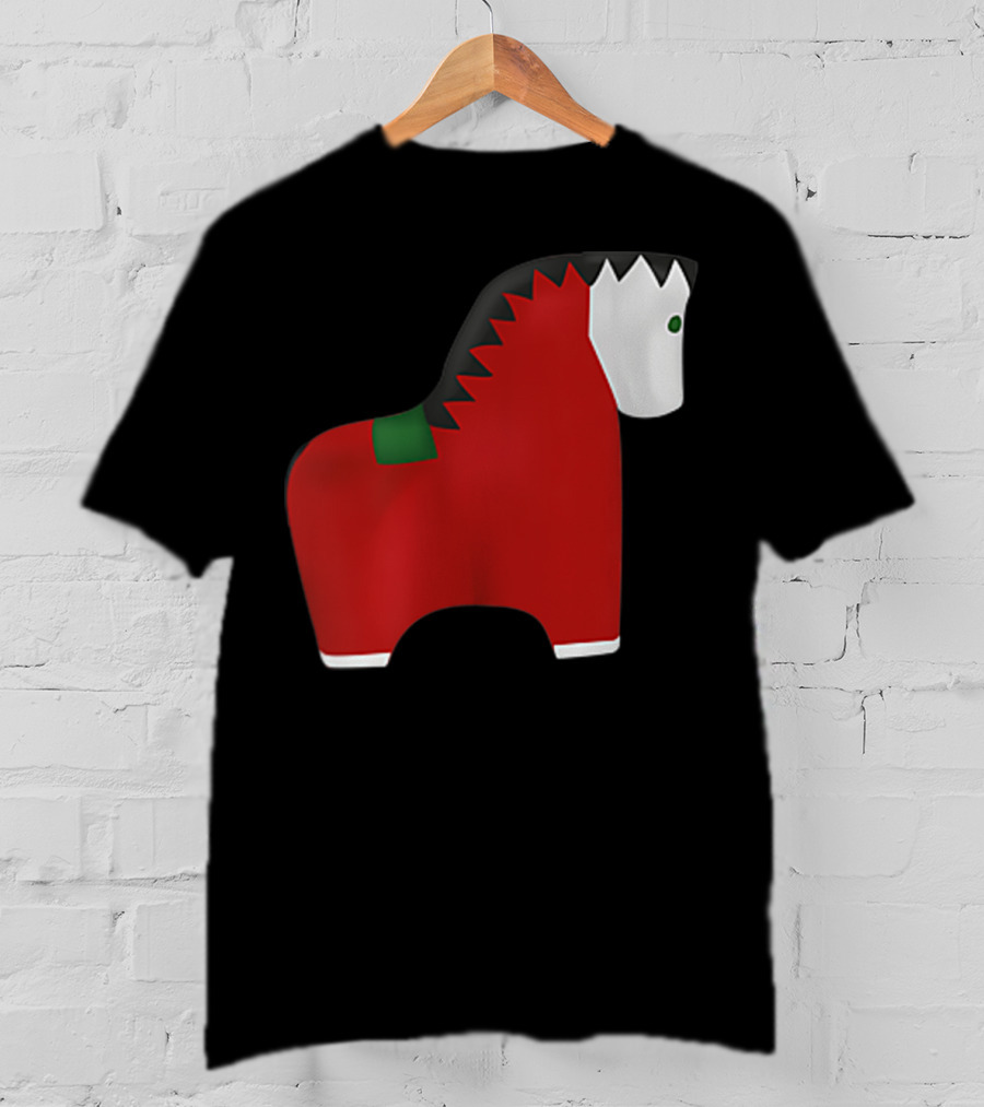 A Special Comic Horse Red Figurine With Black And White Mane T-Shirt