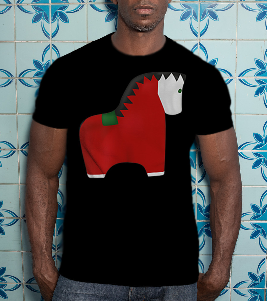 A Special Comic Horse Red Figurine With Black And White Mane T-Shirt
