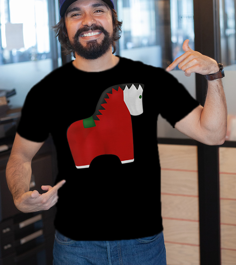 A Special Comic Horse Red Figurine With Black And White Mane T-Shirt