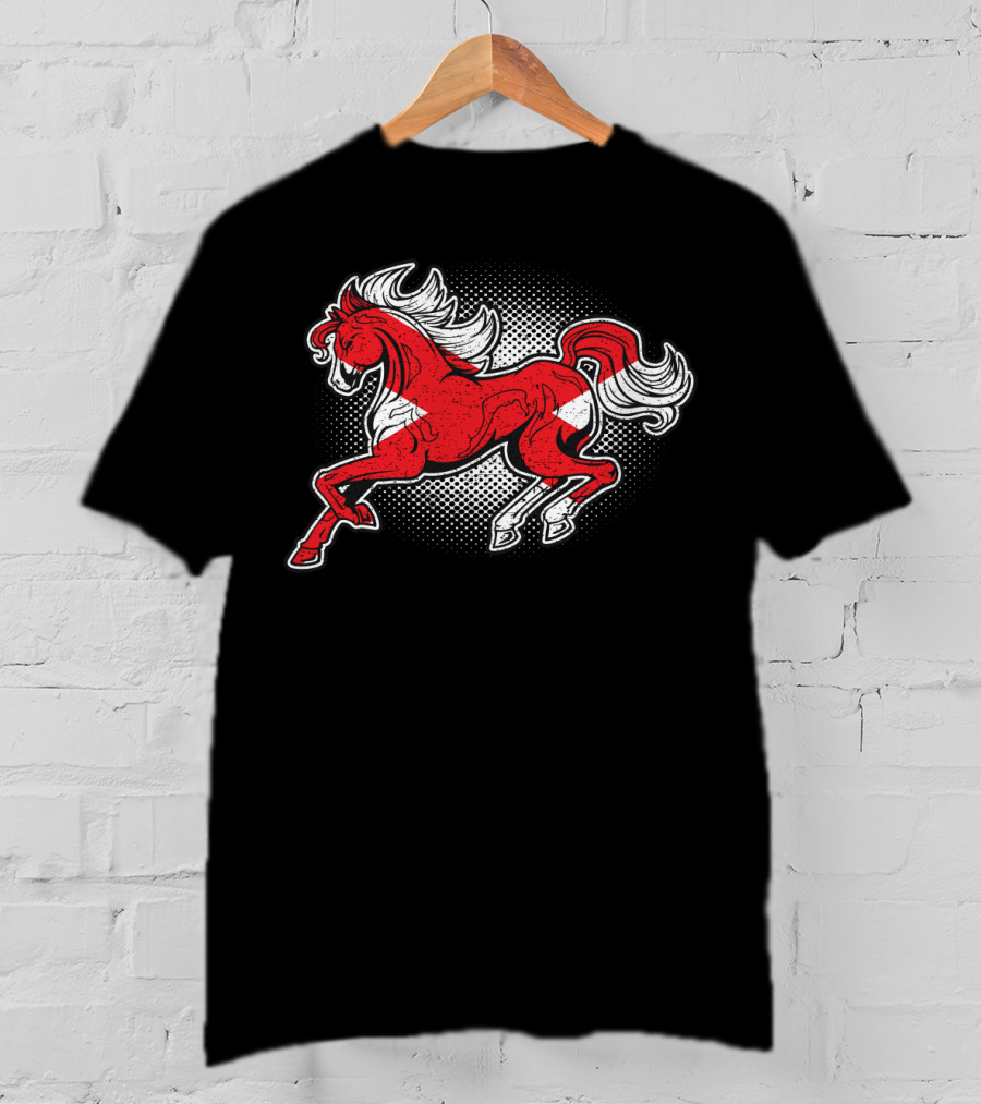 Alabama State Flag Galloping Horse Red And White Stallion T-Shirt