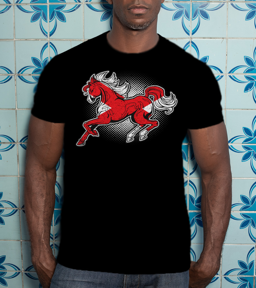 Alabama State Flag Galloping Horse Red And White Stallion T-Shirt