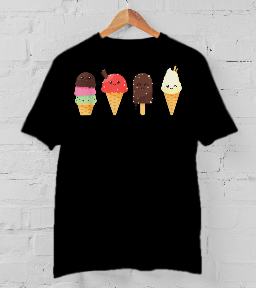 Ice Cream Lover For Summer Kawaii Cone Collection T-Shirt
