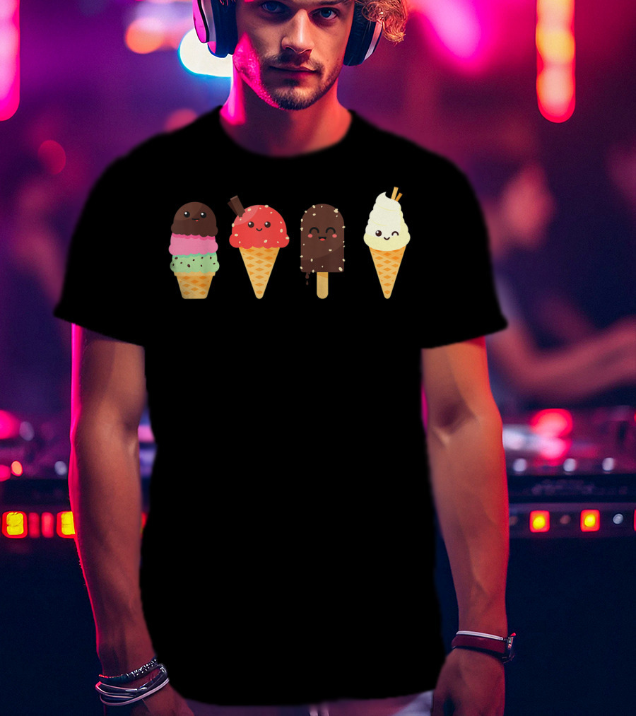 Ice Cream Lover For Summer Kawaii Cone Collection T-Shirt
