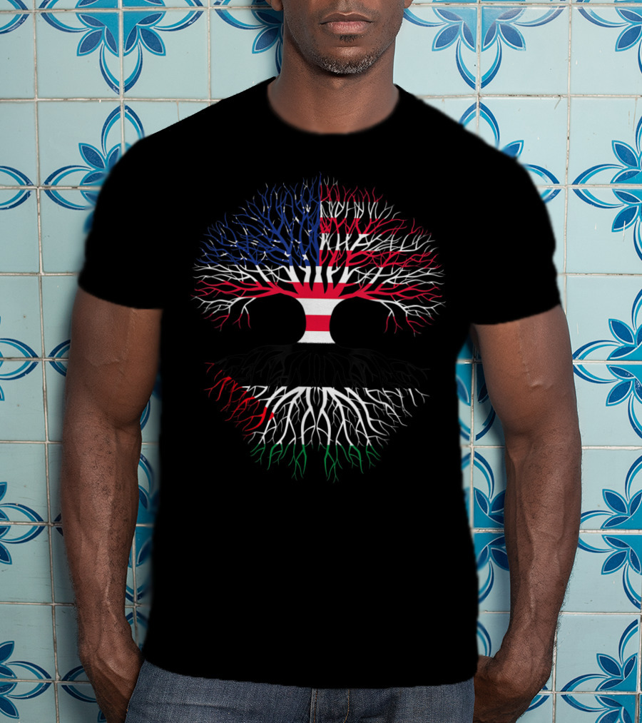 Jordanian Roots American Grown Flag Tree USA Jordan Colors T-Shirt