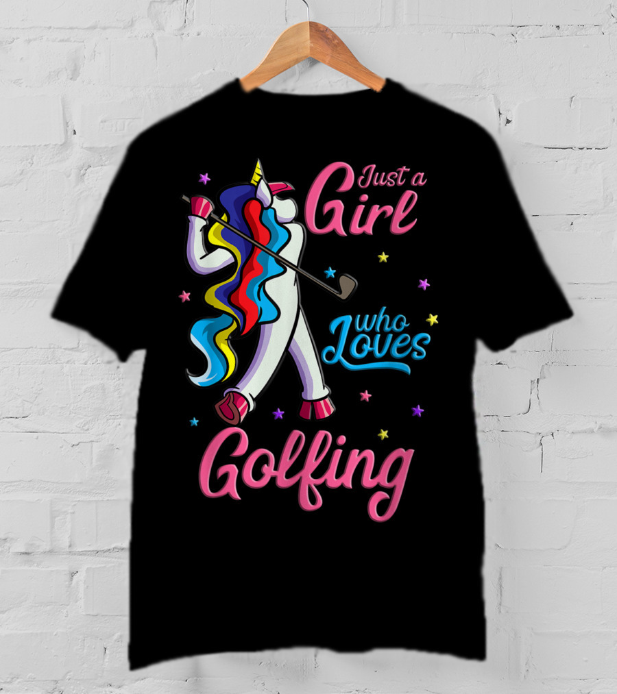 Just A Girl Who Loves Golfing Unicorn T-Shirt