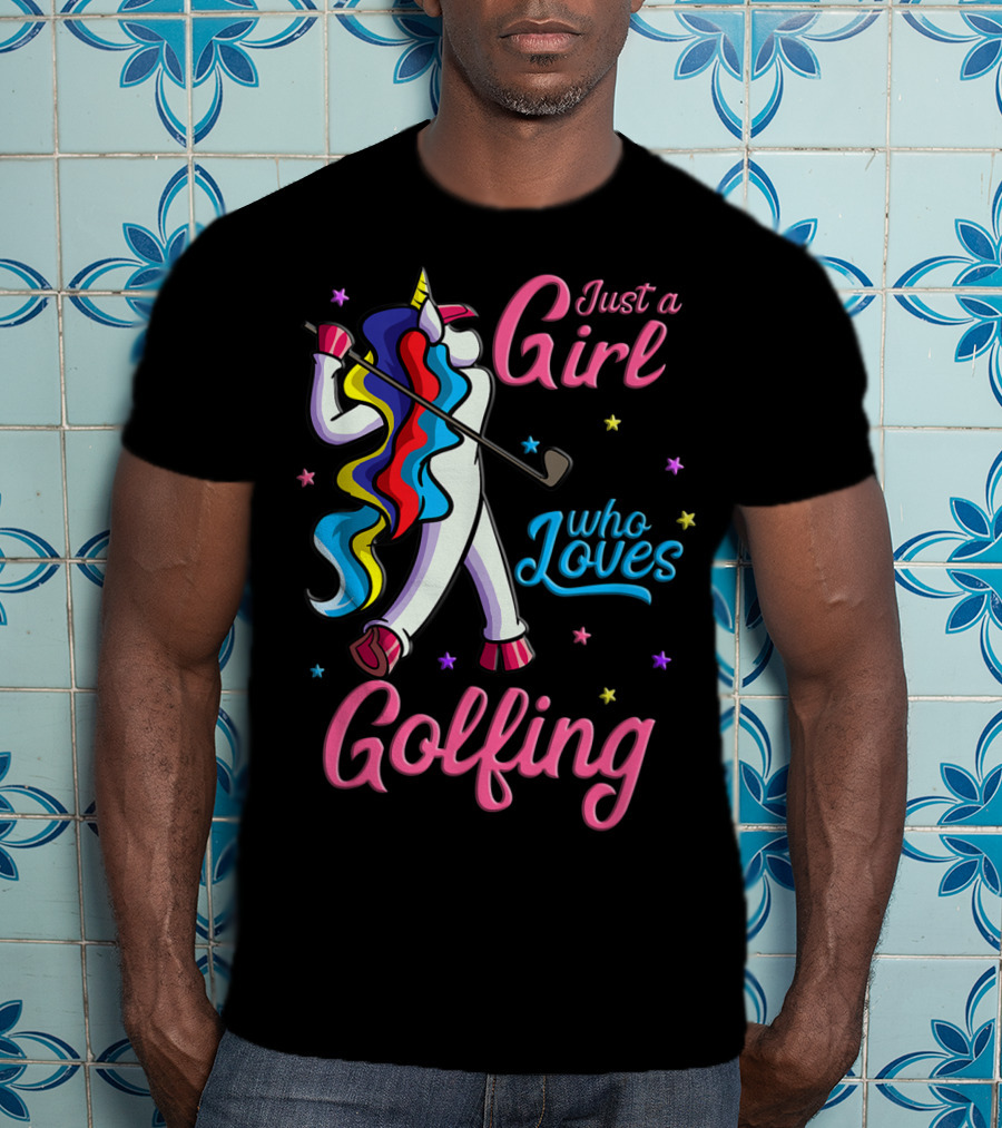 Just A Girl Who Loves Golfing Unicorn T-Shirt