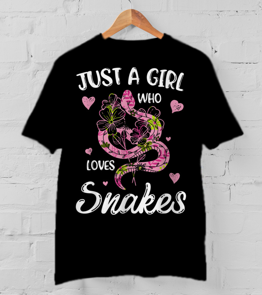 Just A Girl Who Loves Snakes With Pink Floral Snake T-Shirt