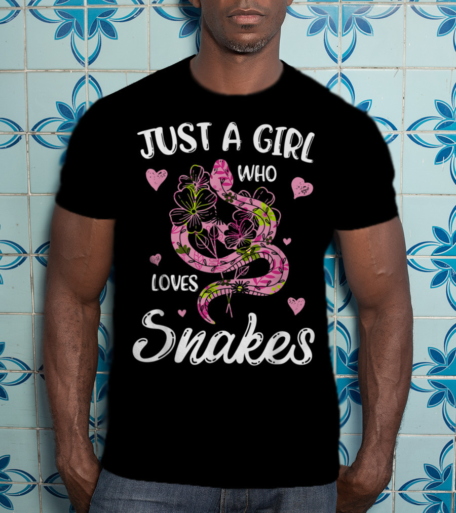 Just A Girl Who Loves Snakes With Pink Floral Snake T-Shirt