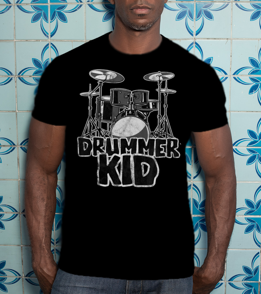 Drummer Kid Awesome Drum Kit For Young Musicians T-Shirt