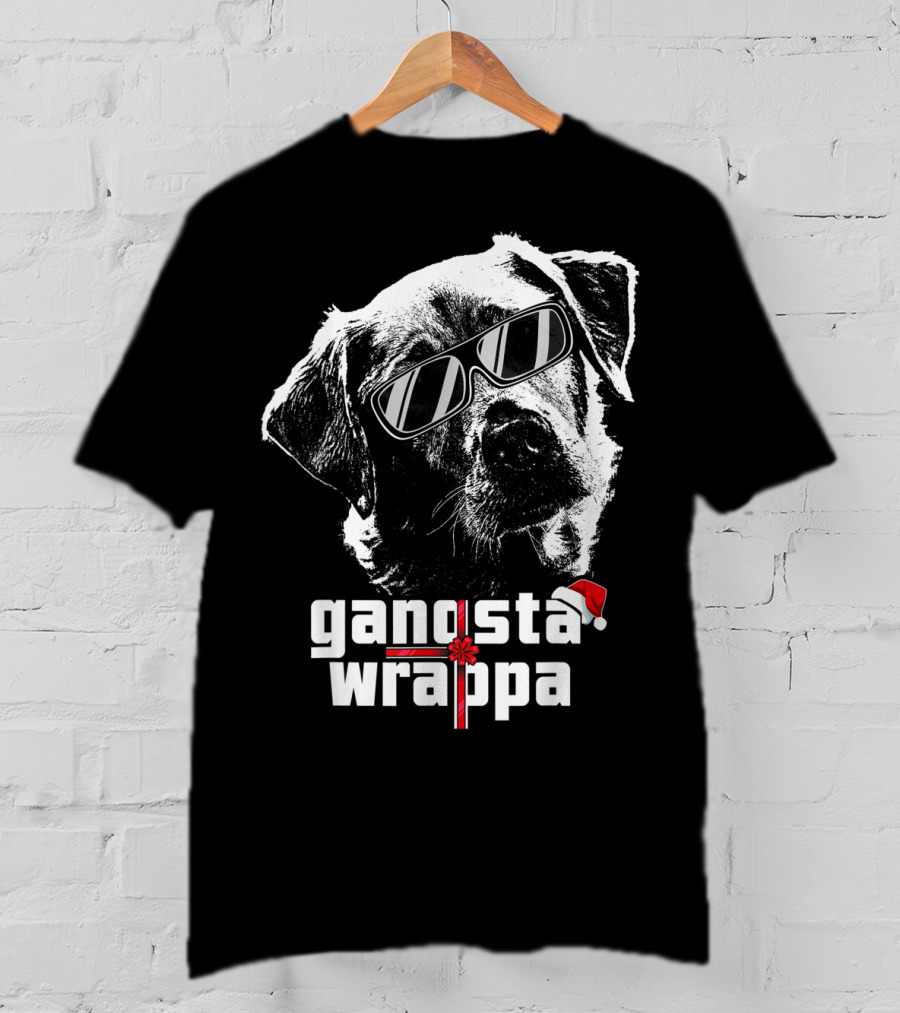 Gangsta Wrappa Labrador Retriever With Sunglasses And Santa Hat T-Shirt