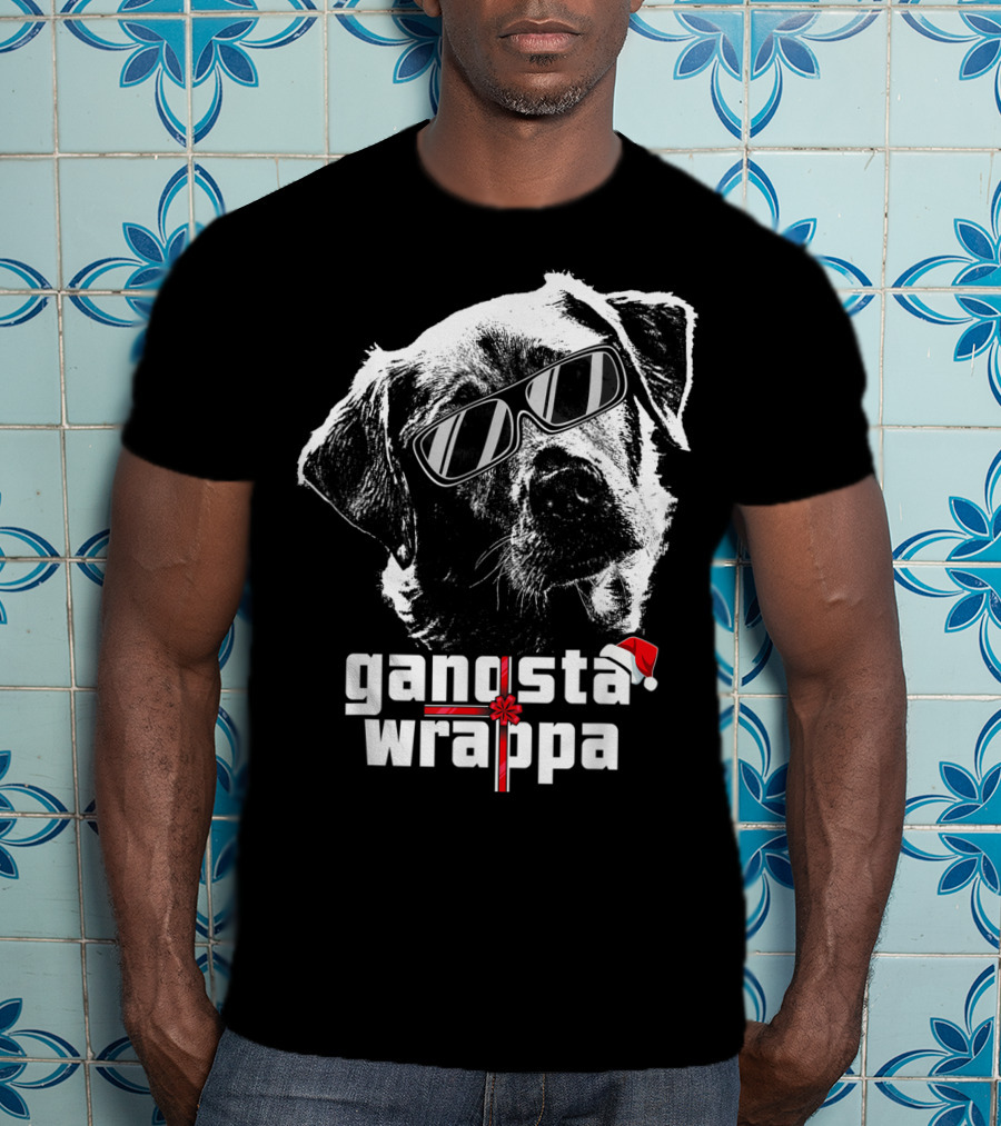 Gangsta Wrappa Labrador Retriever With Sunglasses And Santa Hat T-Shirt