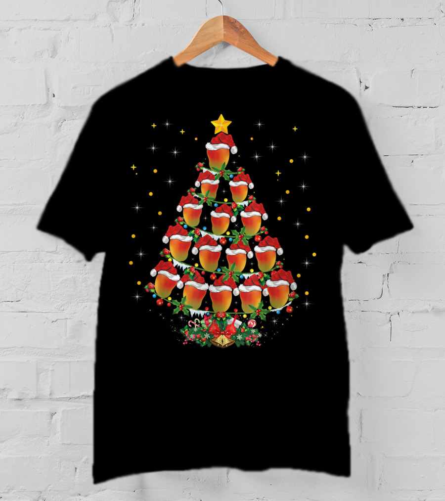 Mango Lover Xmas Mango Christmas Tree Santa Hat Holiday Star T-Shirt