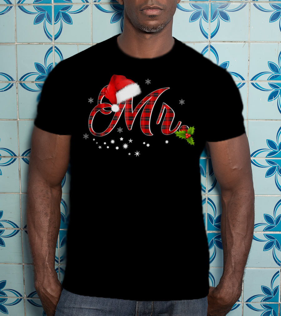 Mr Red Plaid Festive Santa Hat And Holly Matching T-Shirt