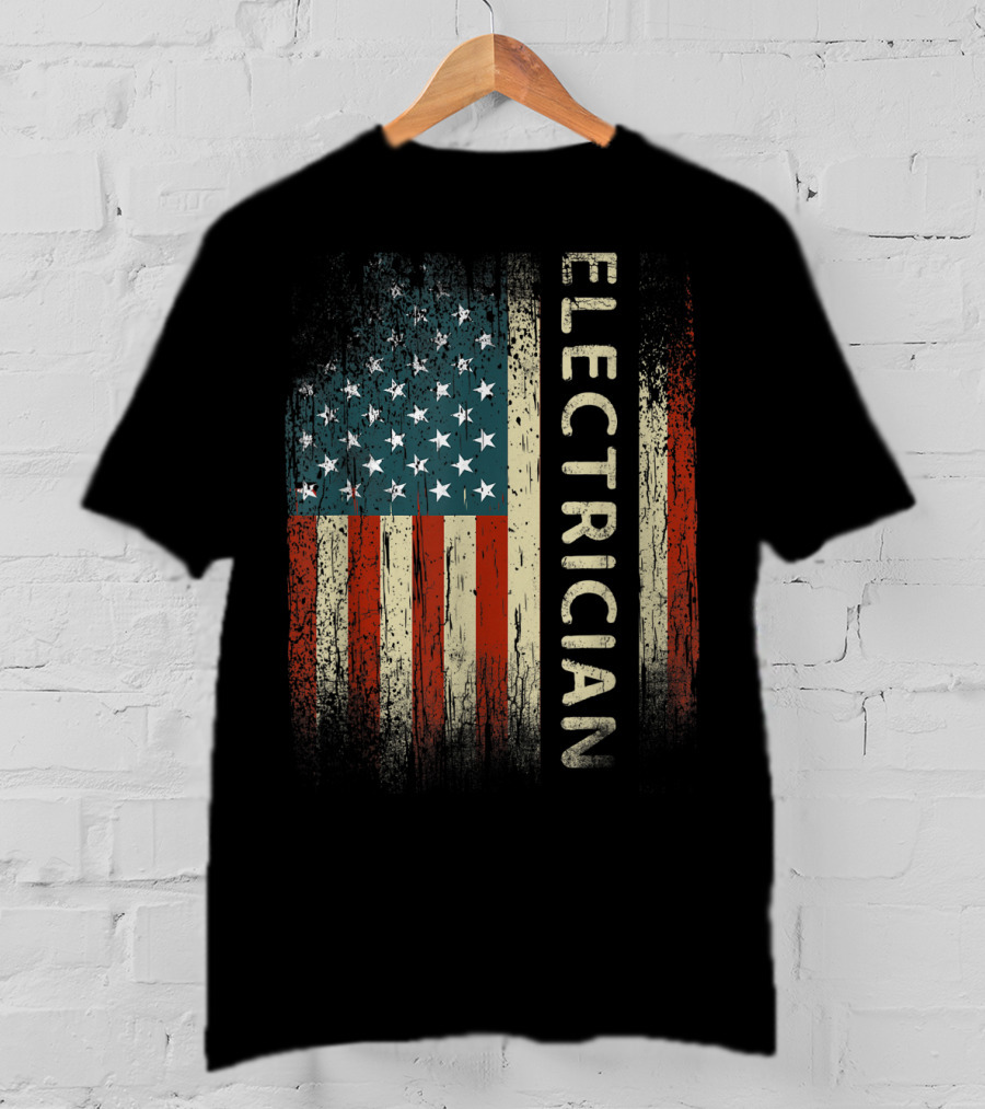 Electrician American USA Flag Patriotic Mens T-Shirt