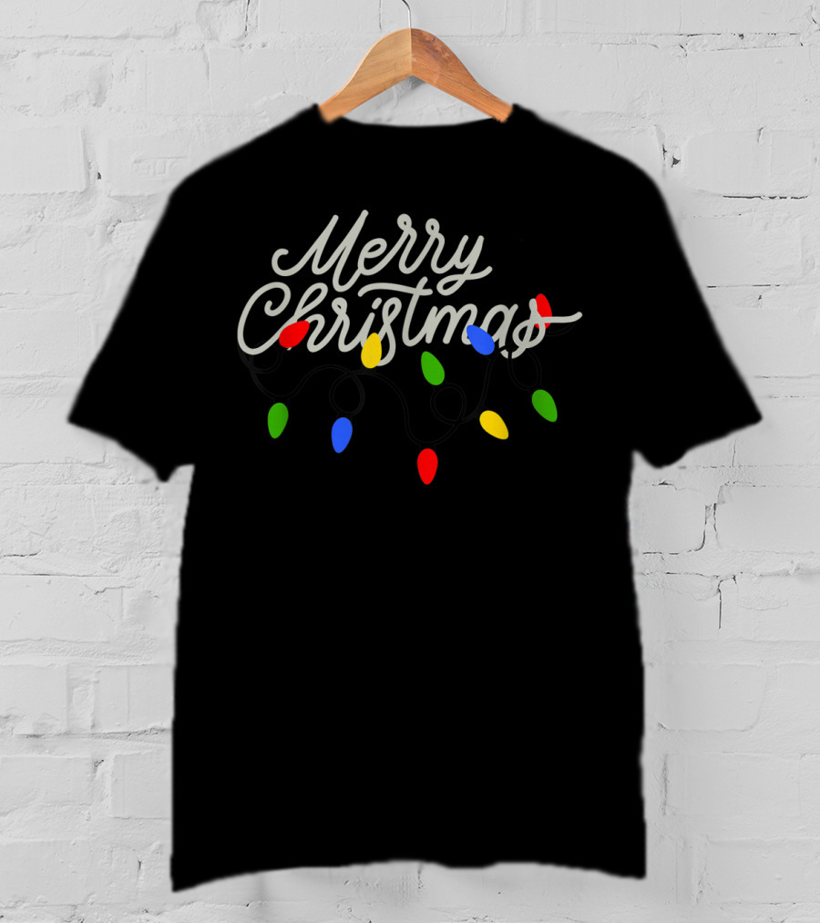 Merry Christmas Lights Colorful Bulbs T-Shirt