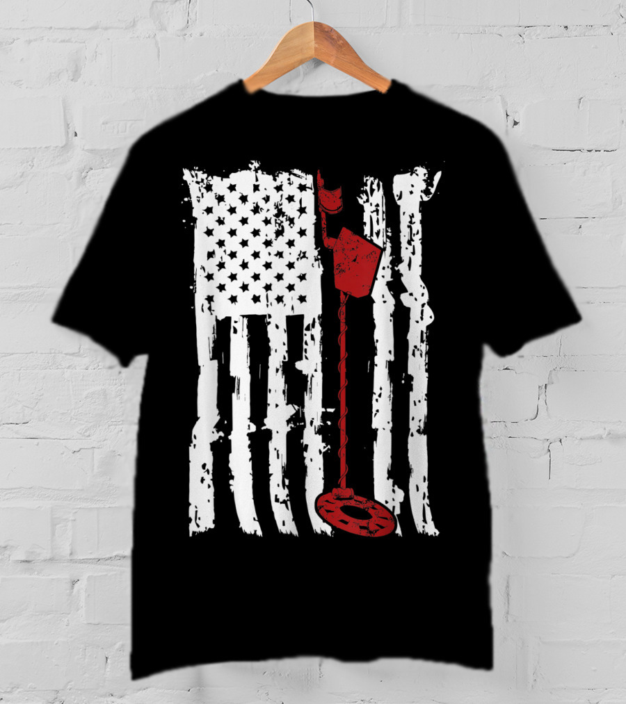 Metal Detector Vintage American Flag T-Shirt